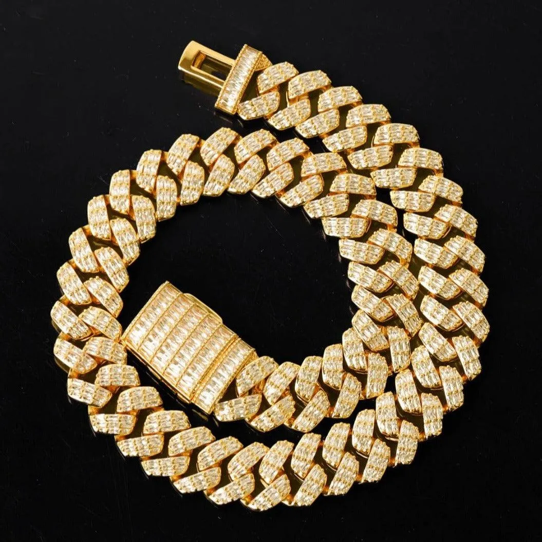 15MM Baguette Iced Out Diamond Necklace Chain