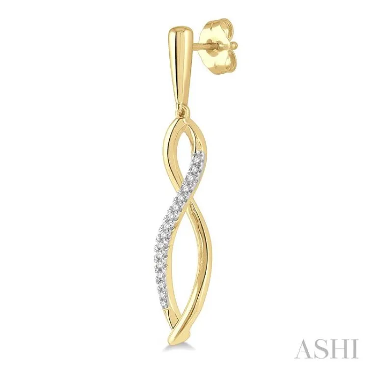 1/6 ctw Infinity Round Cut Diamond Long Earring in 10K Yellow Gold