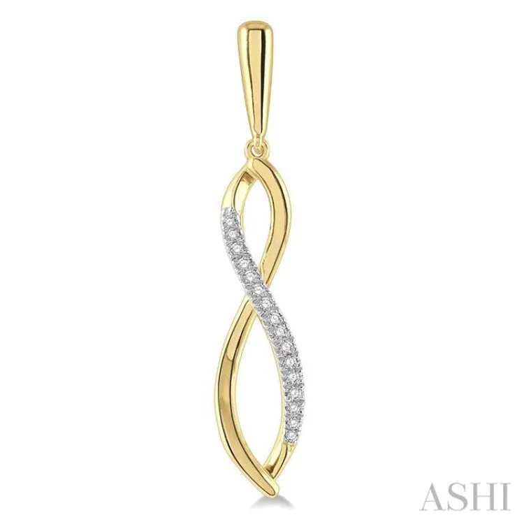 1/6 ctw Infinity Round Cut Diamond Long Earring in 10K Yellow Gold