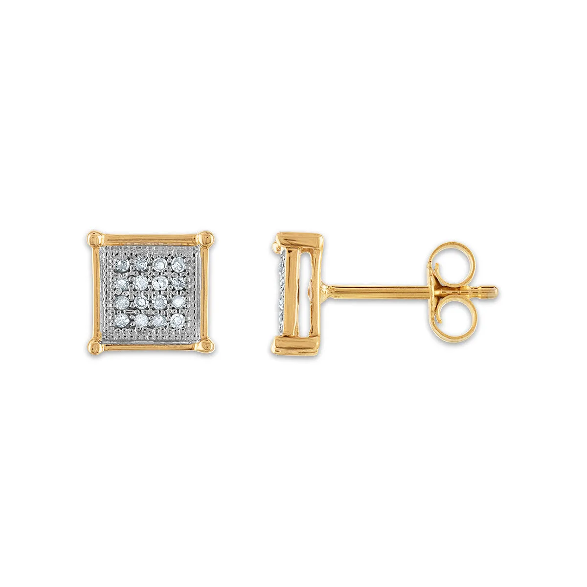 1/7 CTW Diamond Cluster Stud Earrings in 10KT Yellow Gold