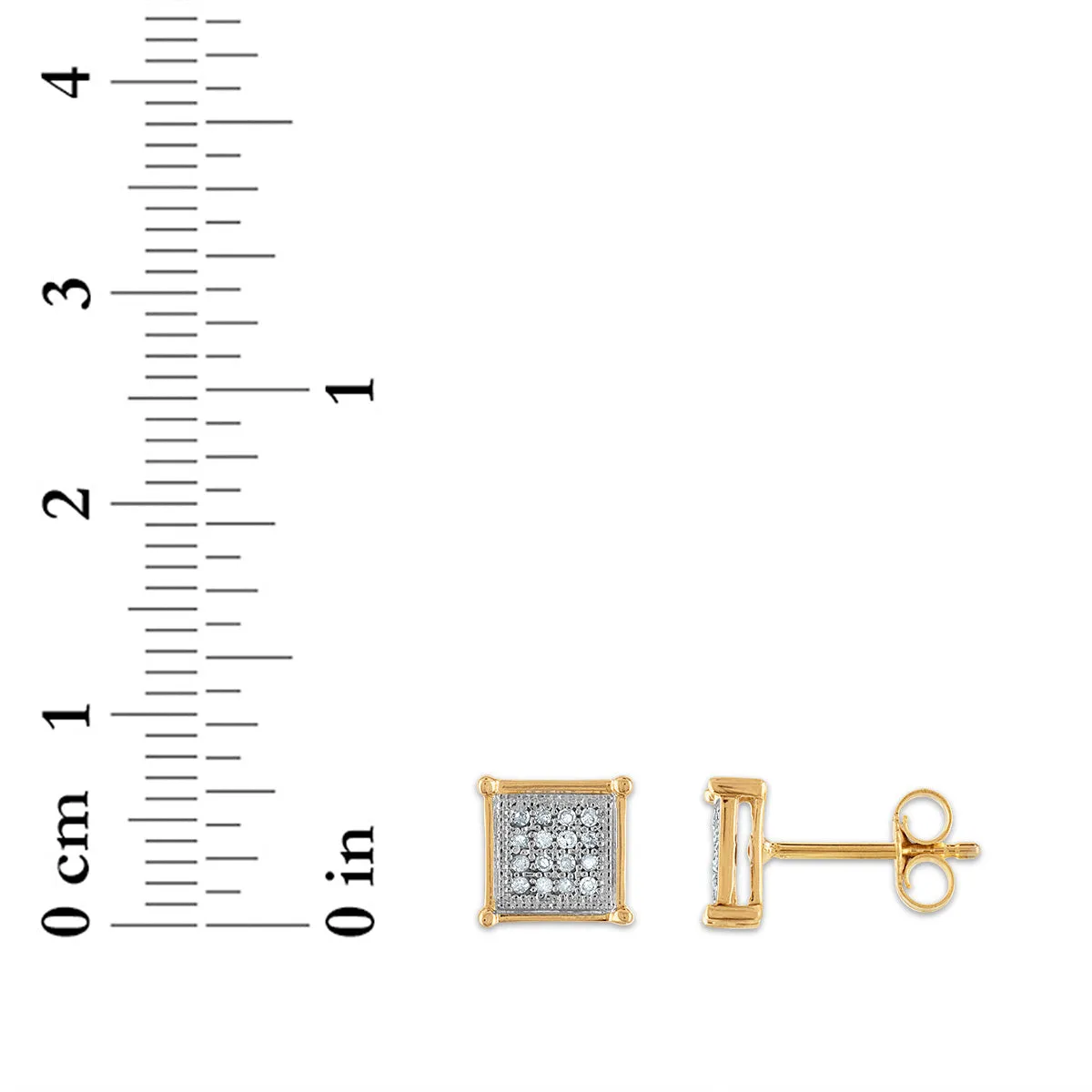 1/7 CTW Diamond Cluster Stud Earrings in 10KT Yellow Gold