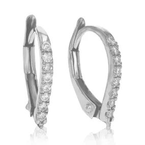 1/8 cttw Round Lab Grown Diamond Hoop Earrings .925 Sterling Silver Prong Set 1/2 Inch