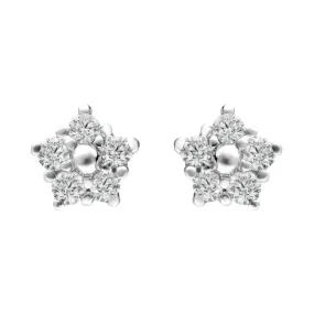 18ct White Gold 0.21ct Diamond Small Flower Stud Earrings D