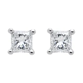 18ct White Gold 0.30ct Diamond Solitaire Princess Cut Stud Earrings