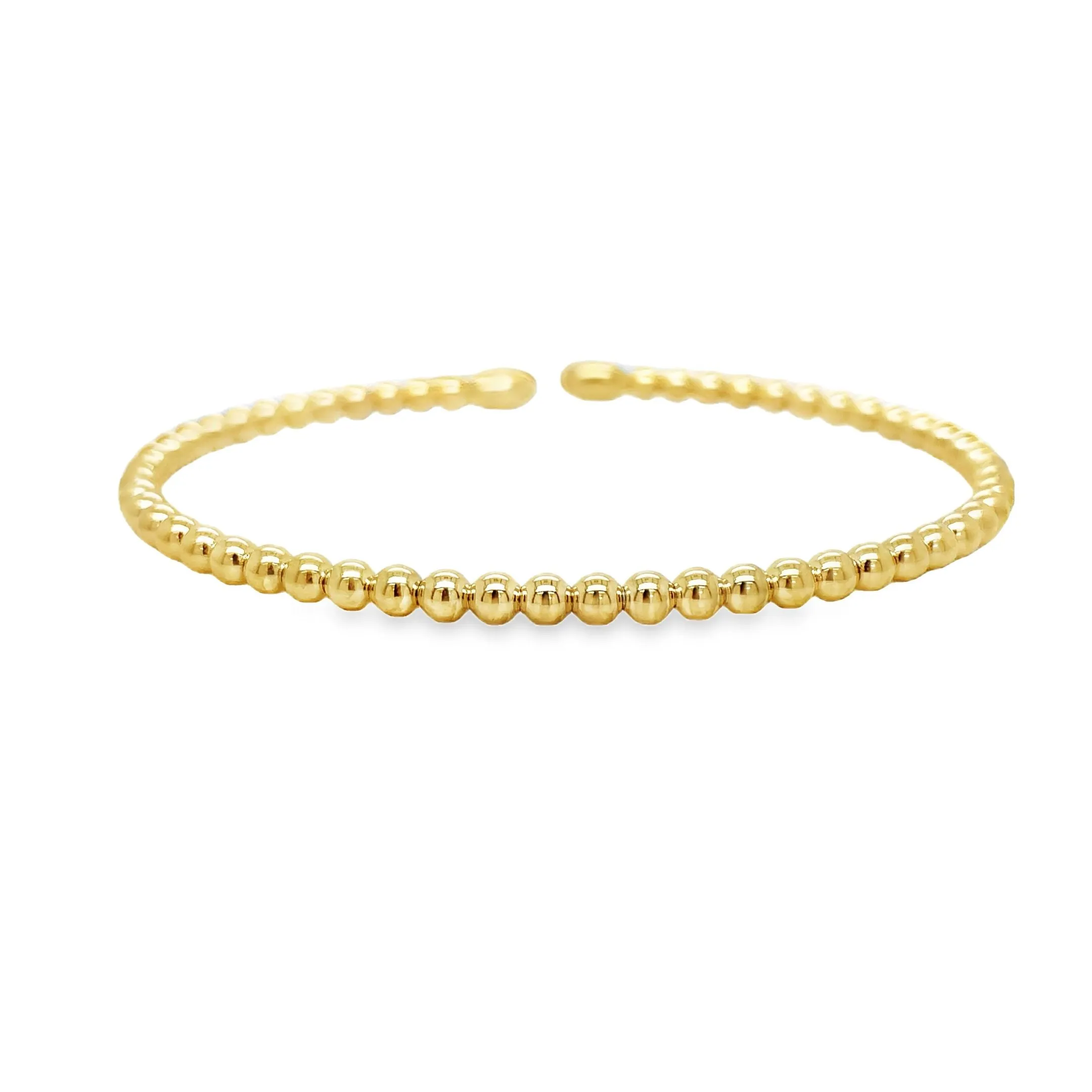 18k Italian Yellow Gold Bead Bangle Bracelet