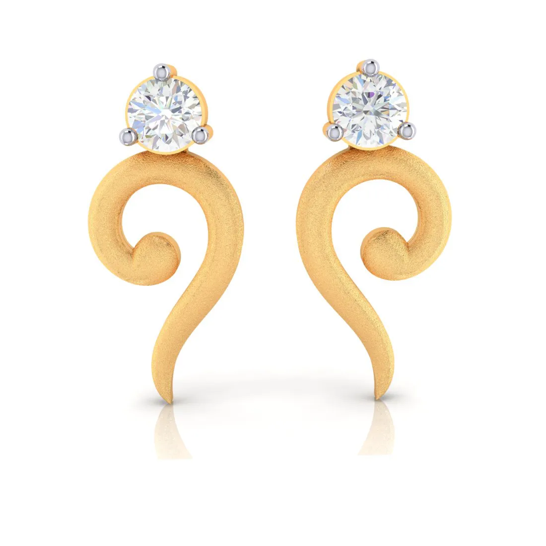 18k Kalka Shape Diamond Gold Earrings