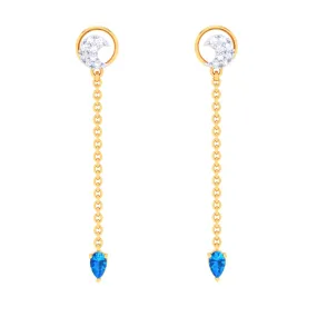 18k Semilunar Shaped Gold Diamond Earrings For Monsoon