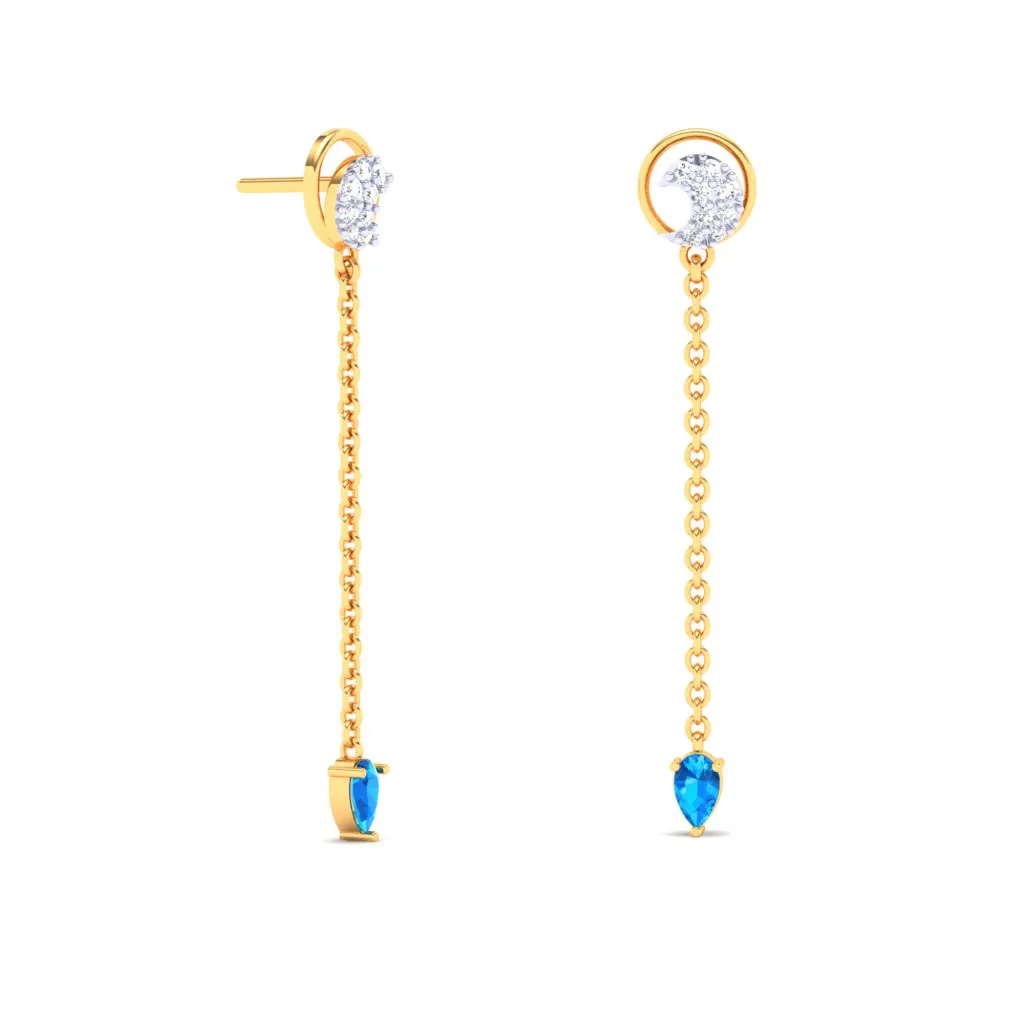 18k Semilunar Shaped Gold Diamond Earrings For Monsoon