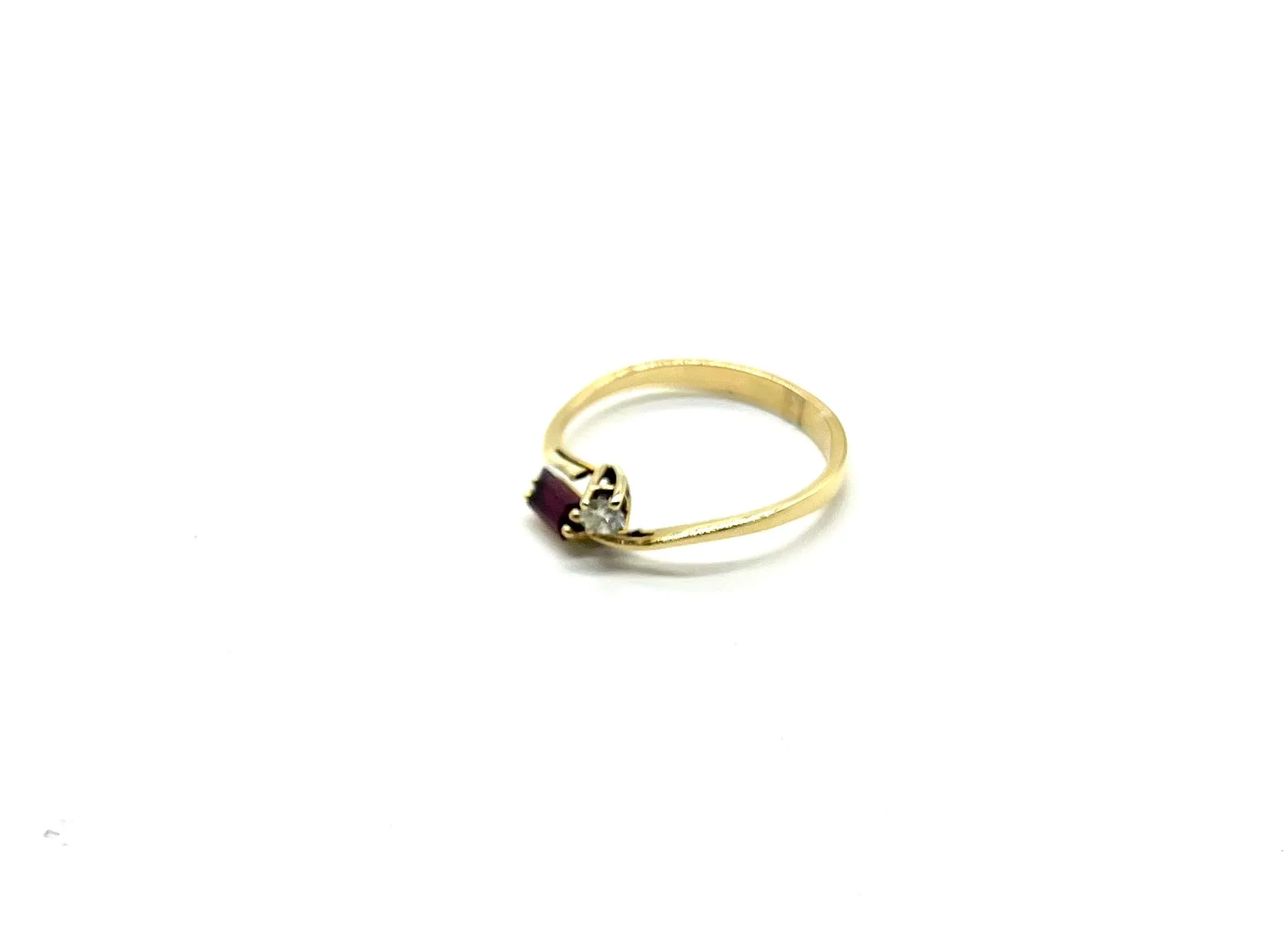 18k Vintage Ruby and Diamond Bypass Ring