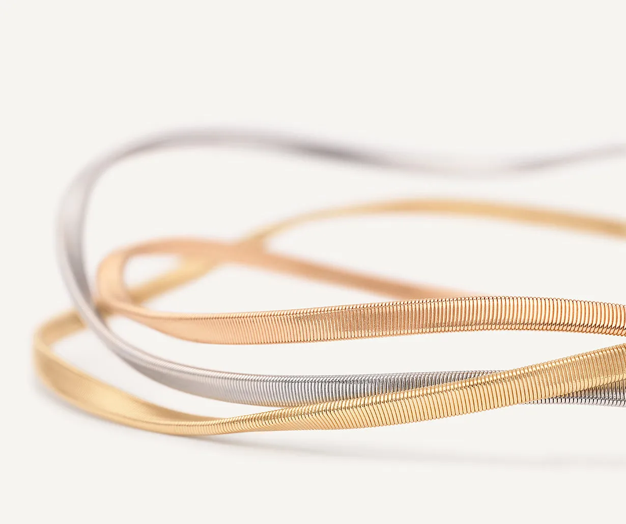 18K Yellow, White & Rose 3-Strand Bangle