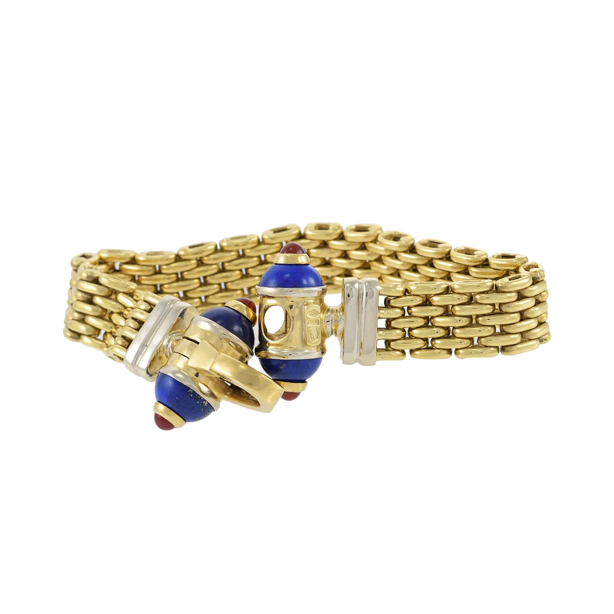 18KT Yellow Gold Estate Retro Era Panther Link Bracelet