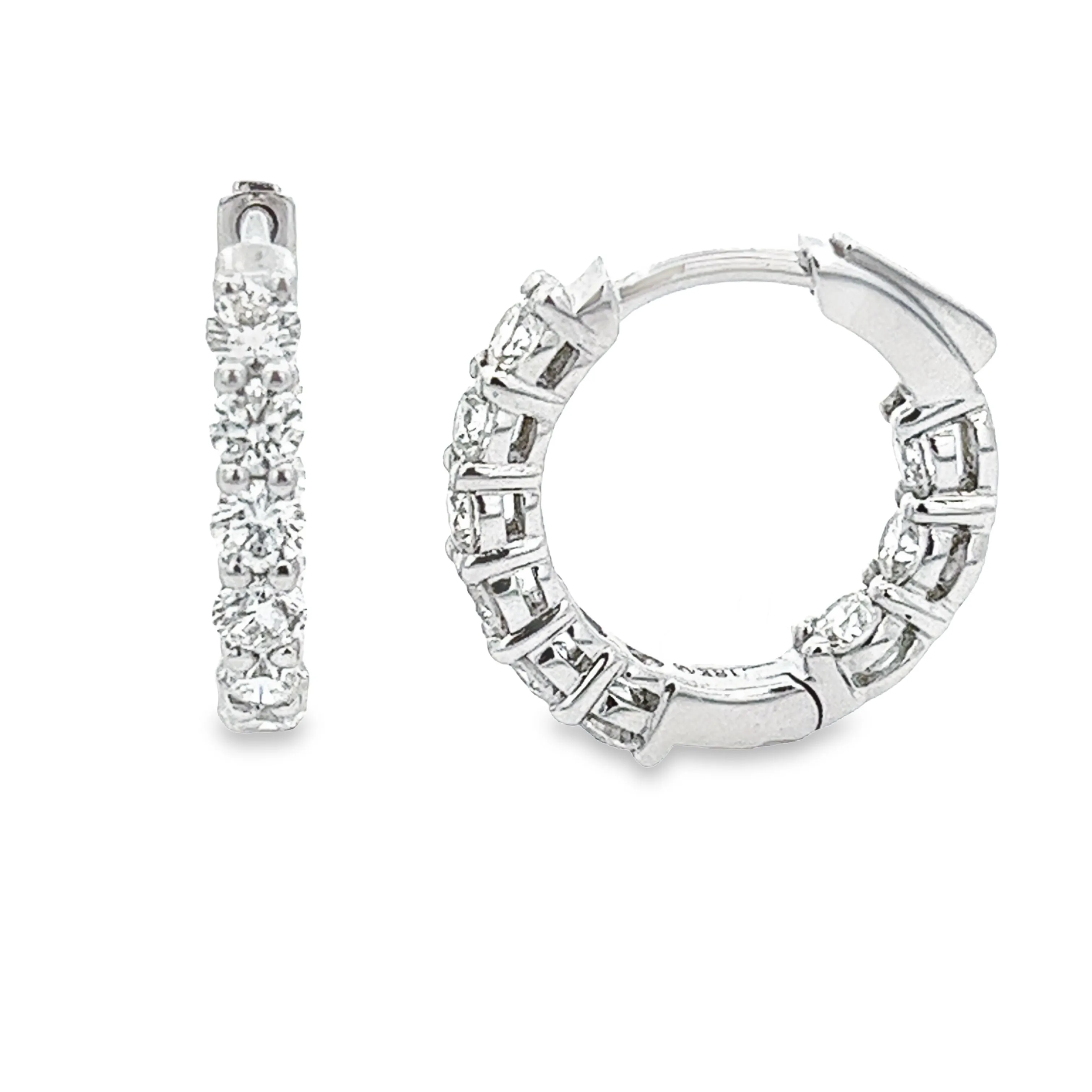 1.94ct 18k White Gold Diamond Huggy Hoops