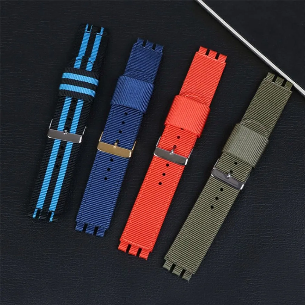 19mm Universal nylon   canvas watch strap silver buckle - Orange