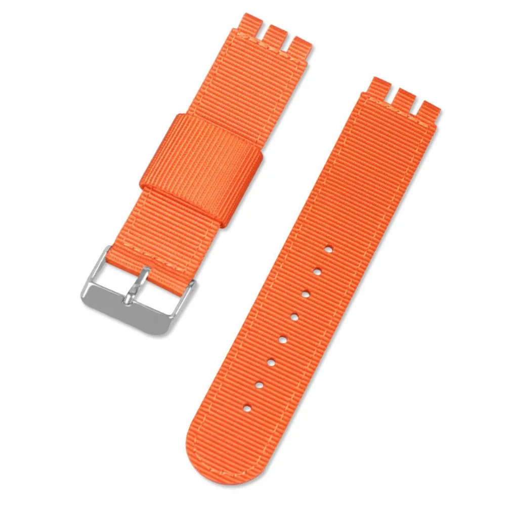 19mm Universal nylon   canvas watch strap silver buckle - Orange