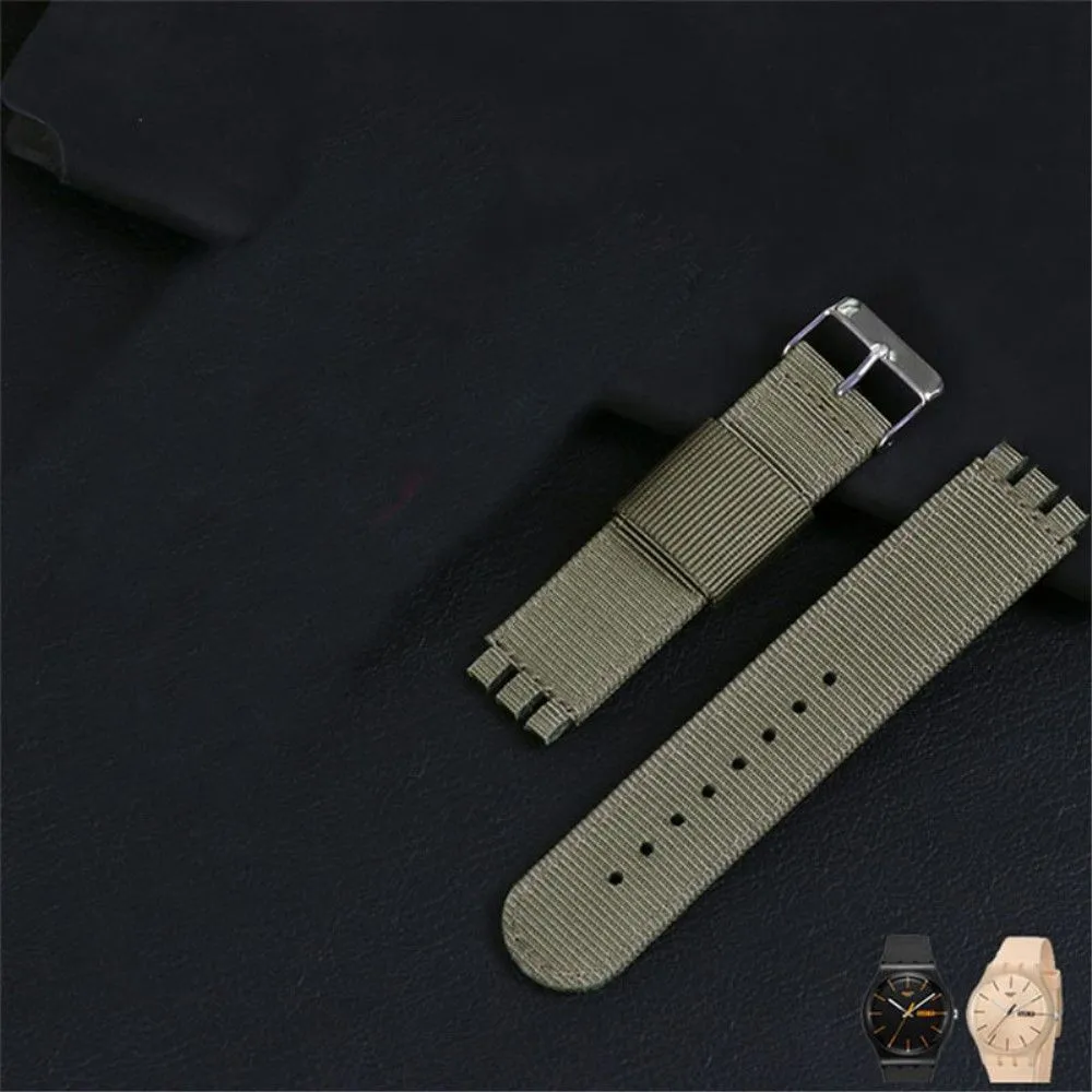 19mm Universal nylon   canvas watch strap silver buckle - Orange