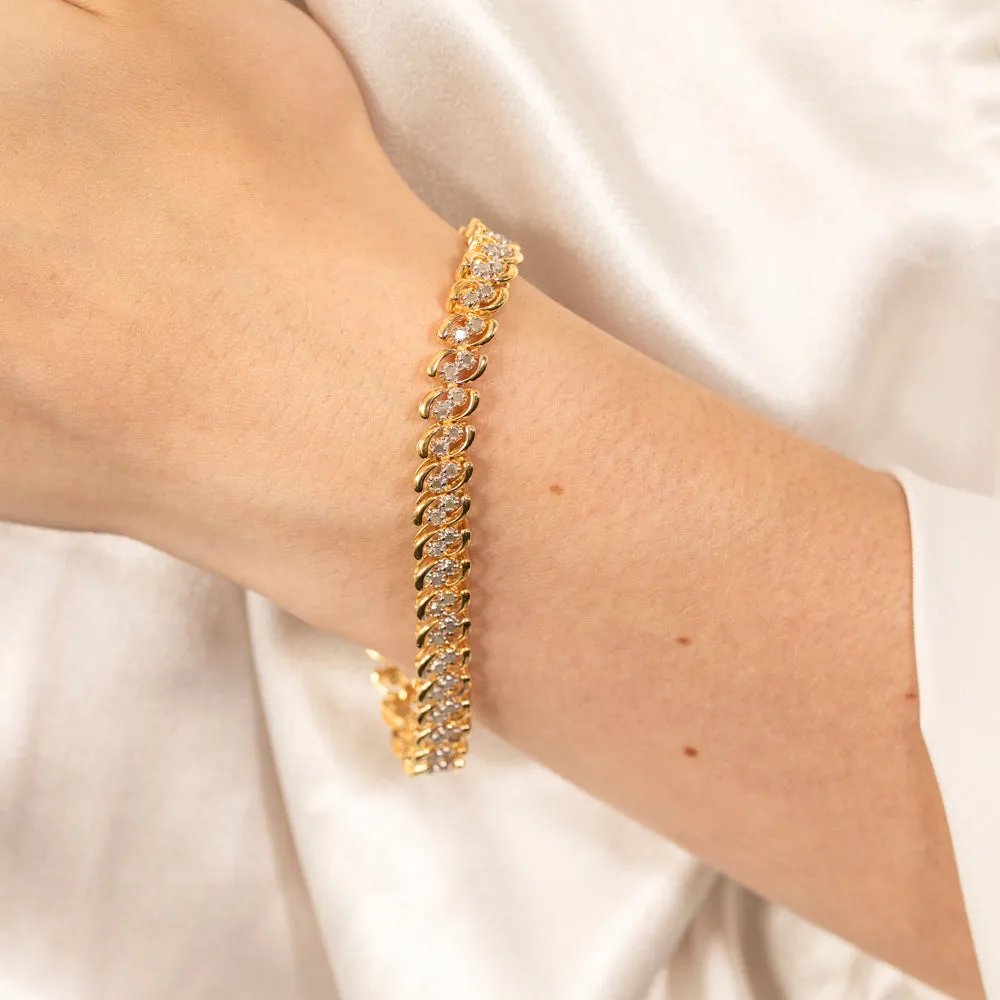 2 Carat Diamond Bracelet in Gold Plated Silver