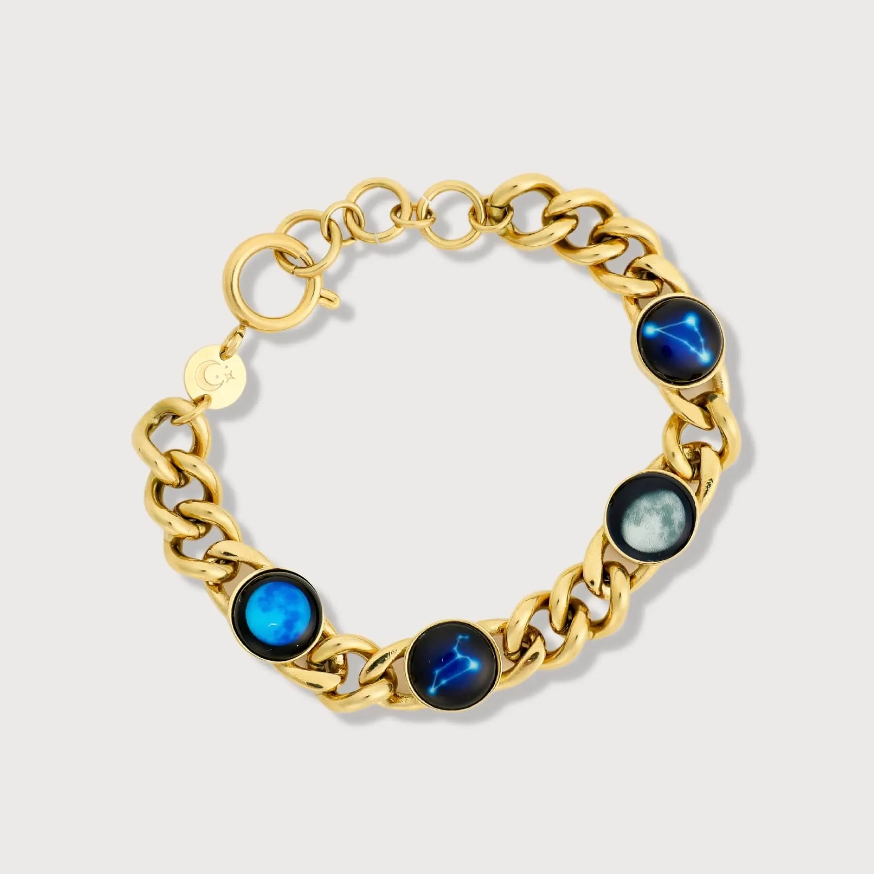 2 Moon and 2  Constellation Pleiades Bracelet in Gold