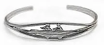 2- "Pair" Rowing Boat in Thin Split Cuff Bracelet Sterling Silver by Rubini Jewelers