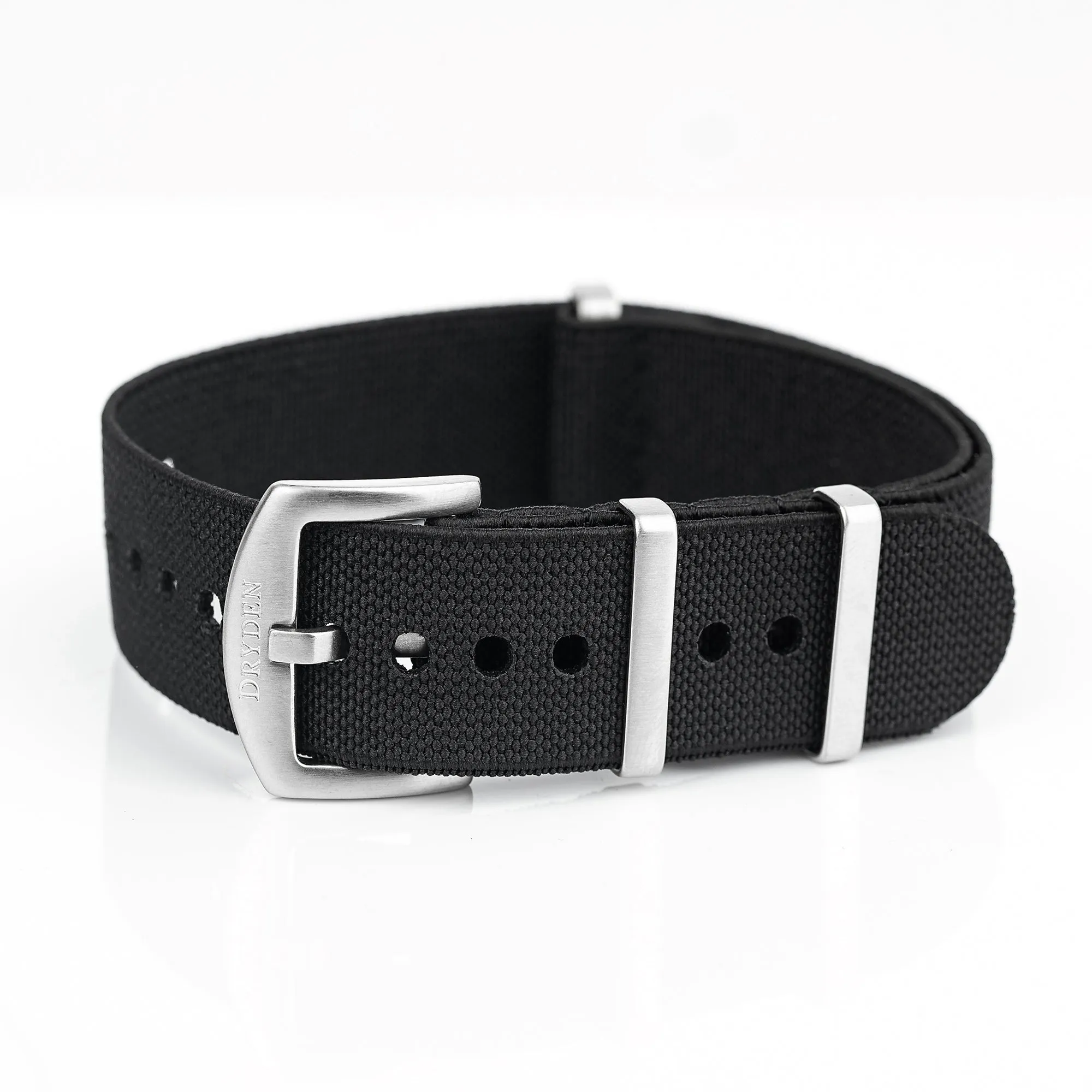 20mm 22mm Woven Elastic Nylon Watch Strap - Black