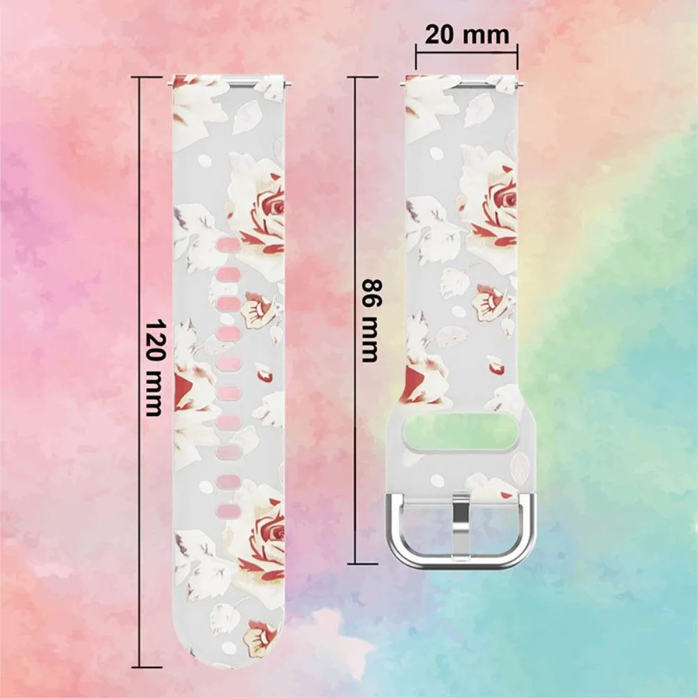 20mm Universal pattern printed silicone watch strap - Rose