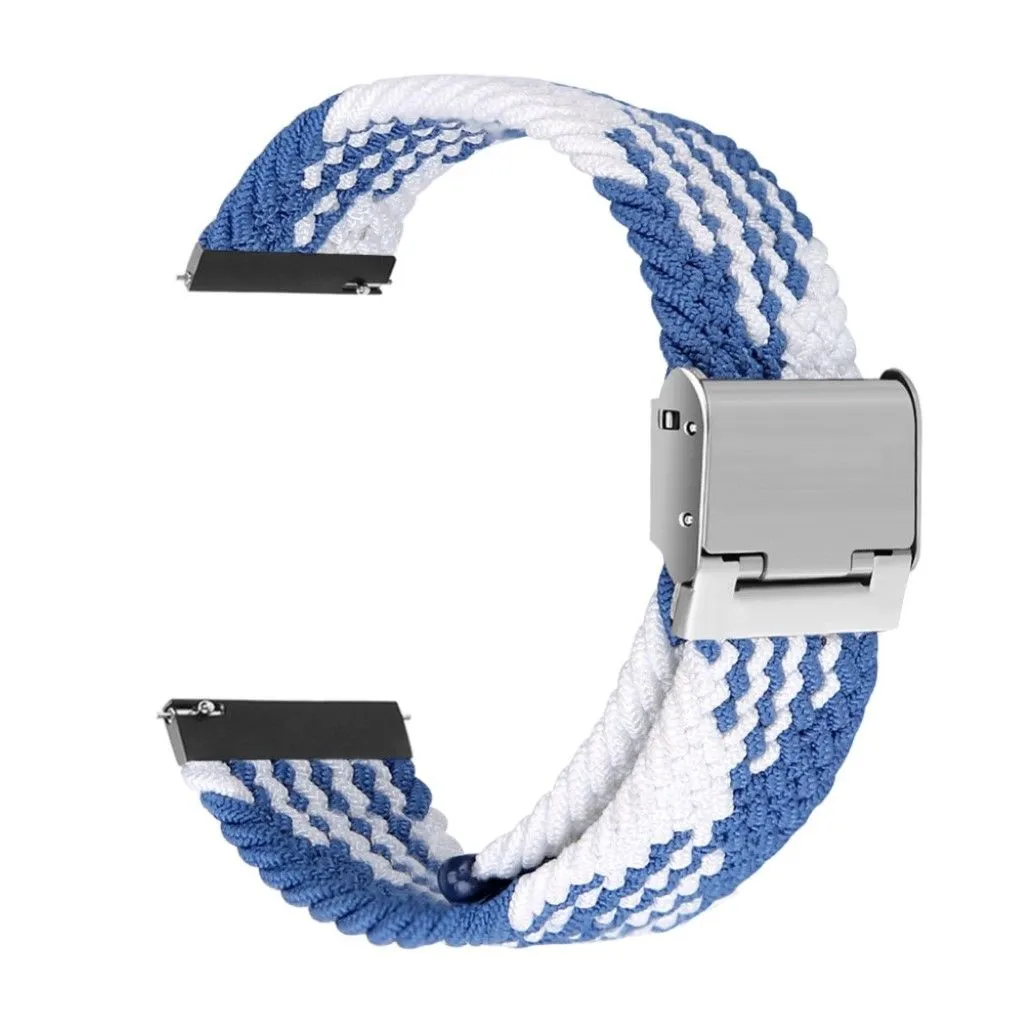 22mm Universal elastic nylon watch strap - Blue / White