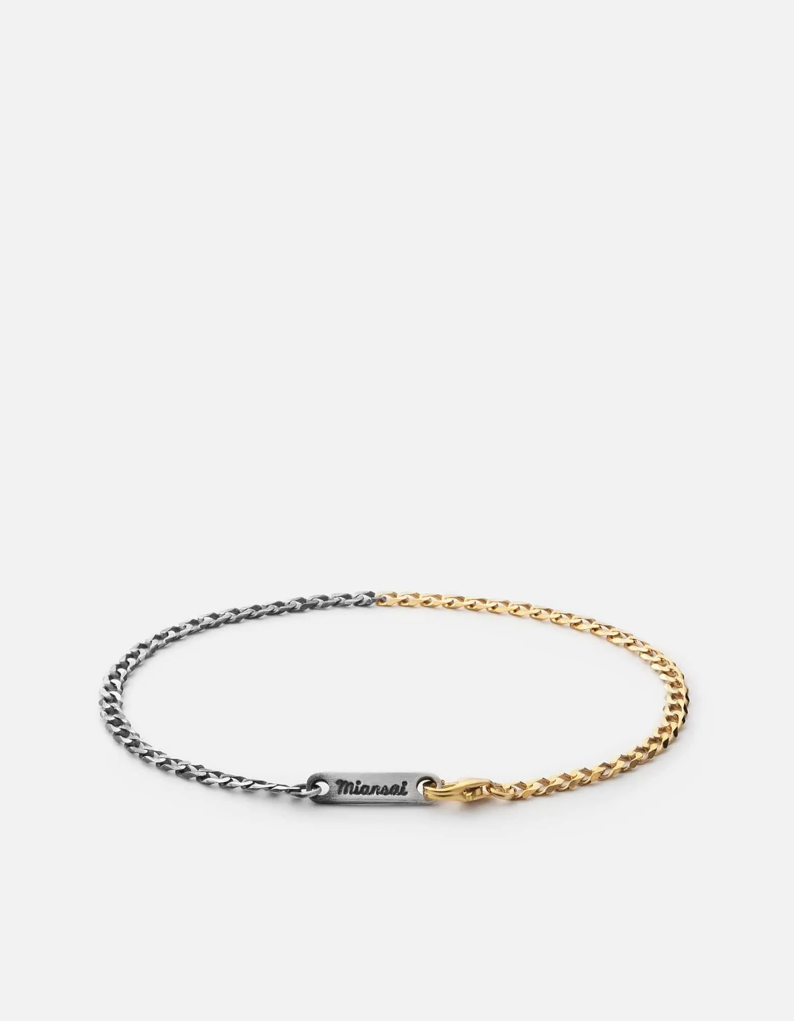 3mm Cuban Chain Bracelet, Matte Oxidized/Gold