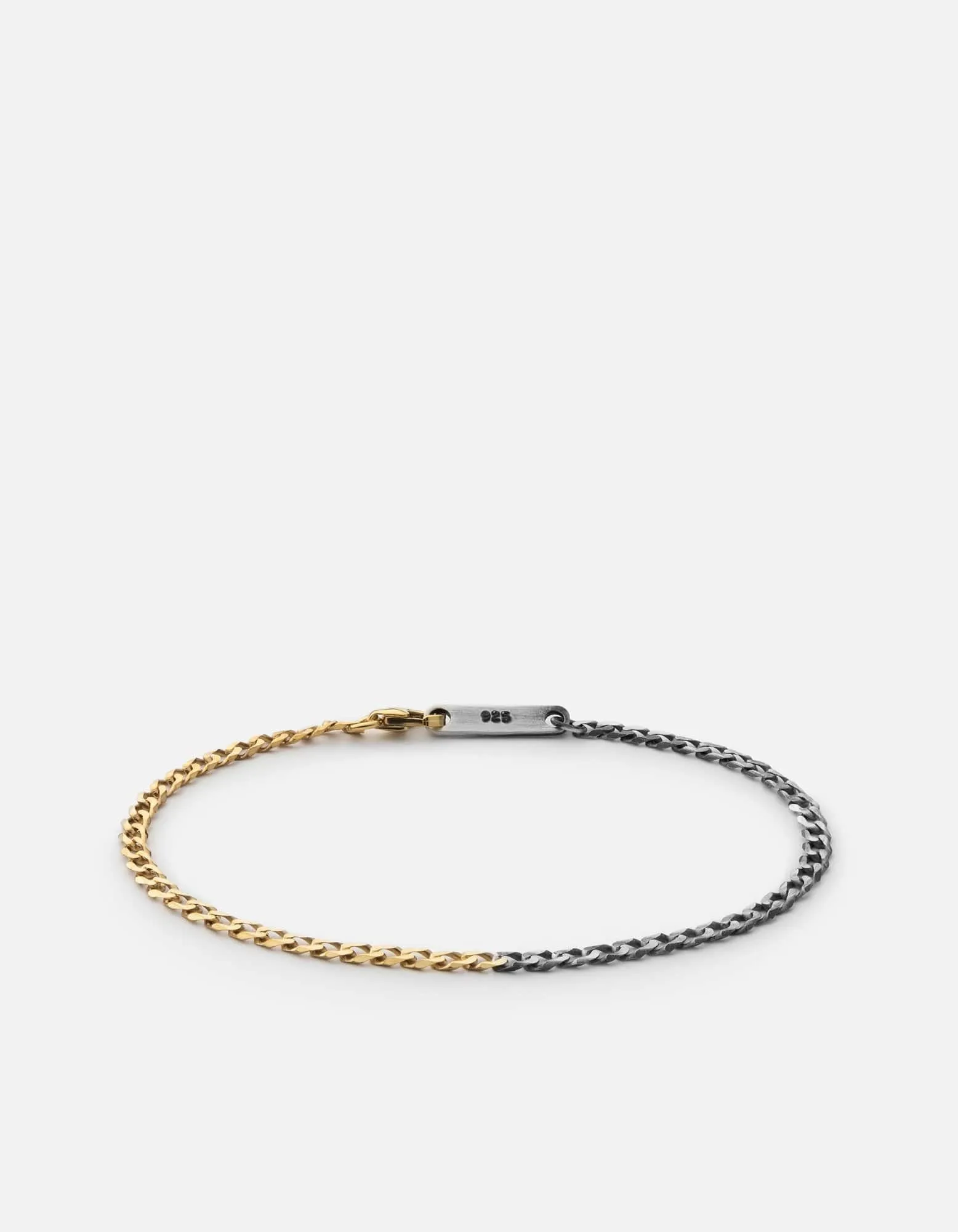 3mm Cuban Chain Bracelet, Matte Oxidized/Gold