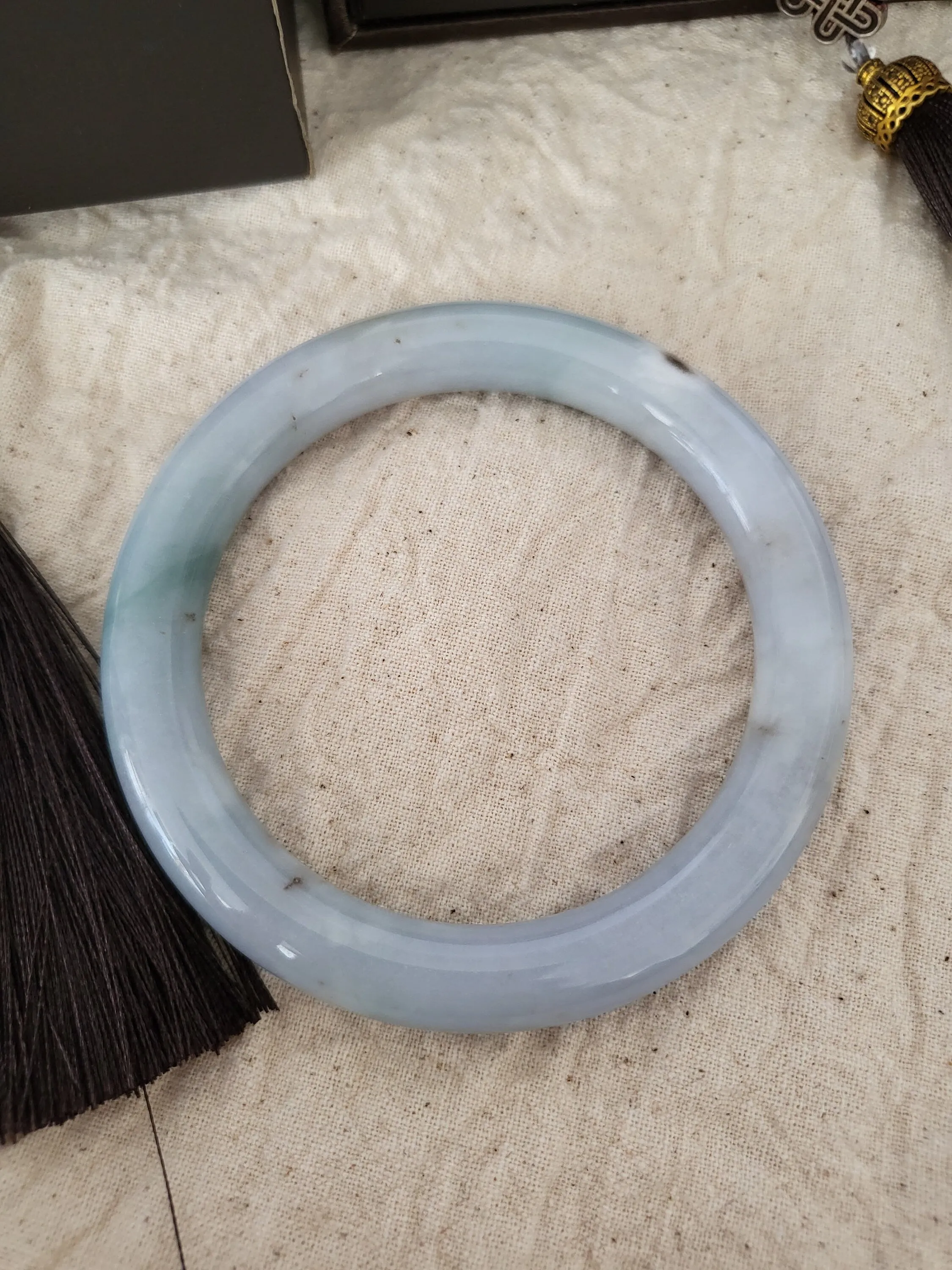 55.8mm Lavender Jadeite Grade A Bangle Natural Burma Jade Purple [LAVENDER TURQUOISE COLLECTION]