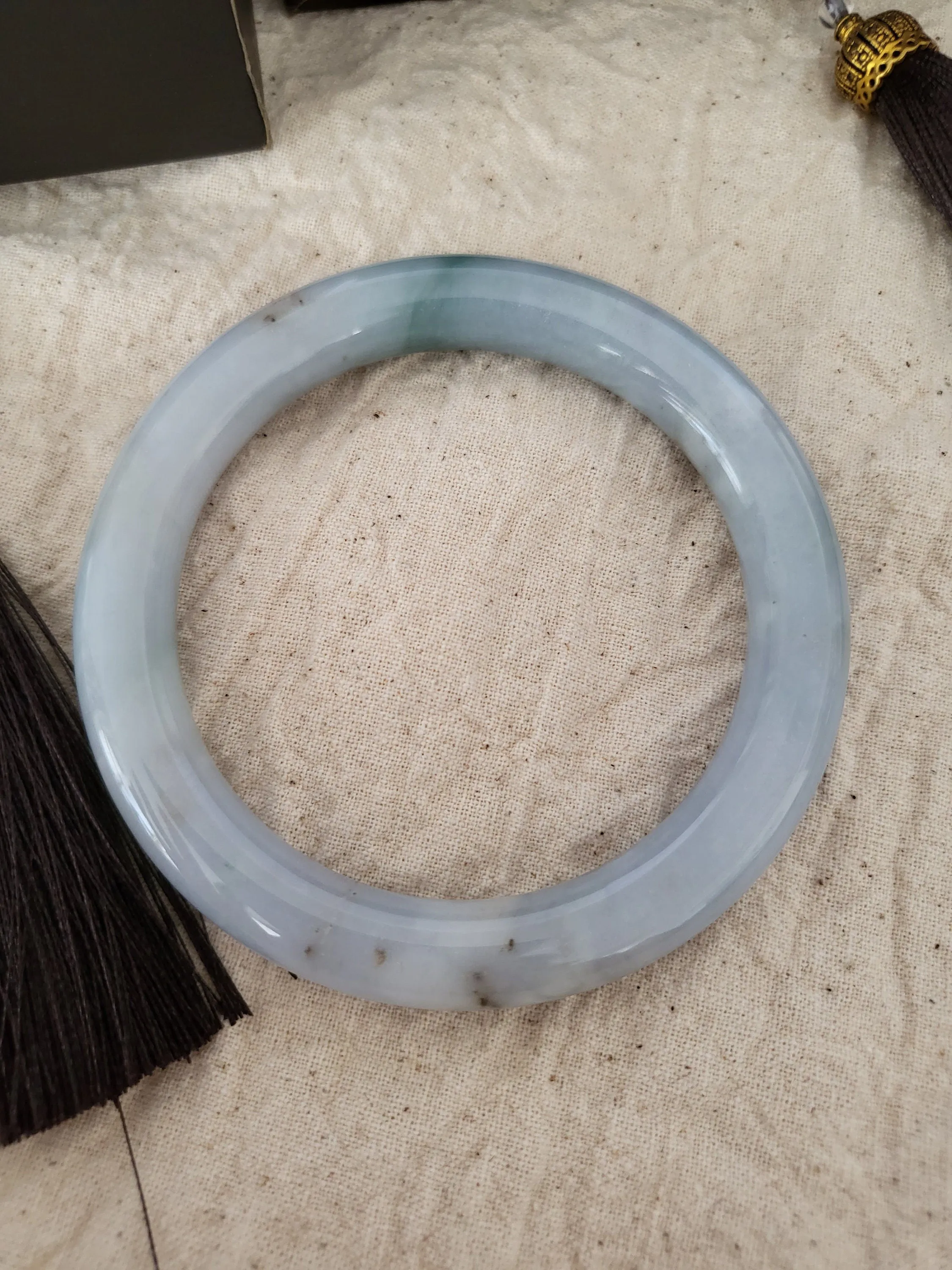 55.8mm Lavender Jadeite Grade A Bangle Natural Burma Jade Purple [LAVENDER TURQUOISE COLLECTION]