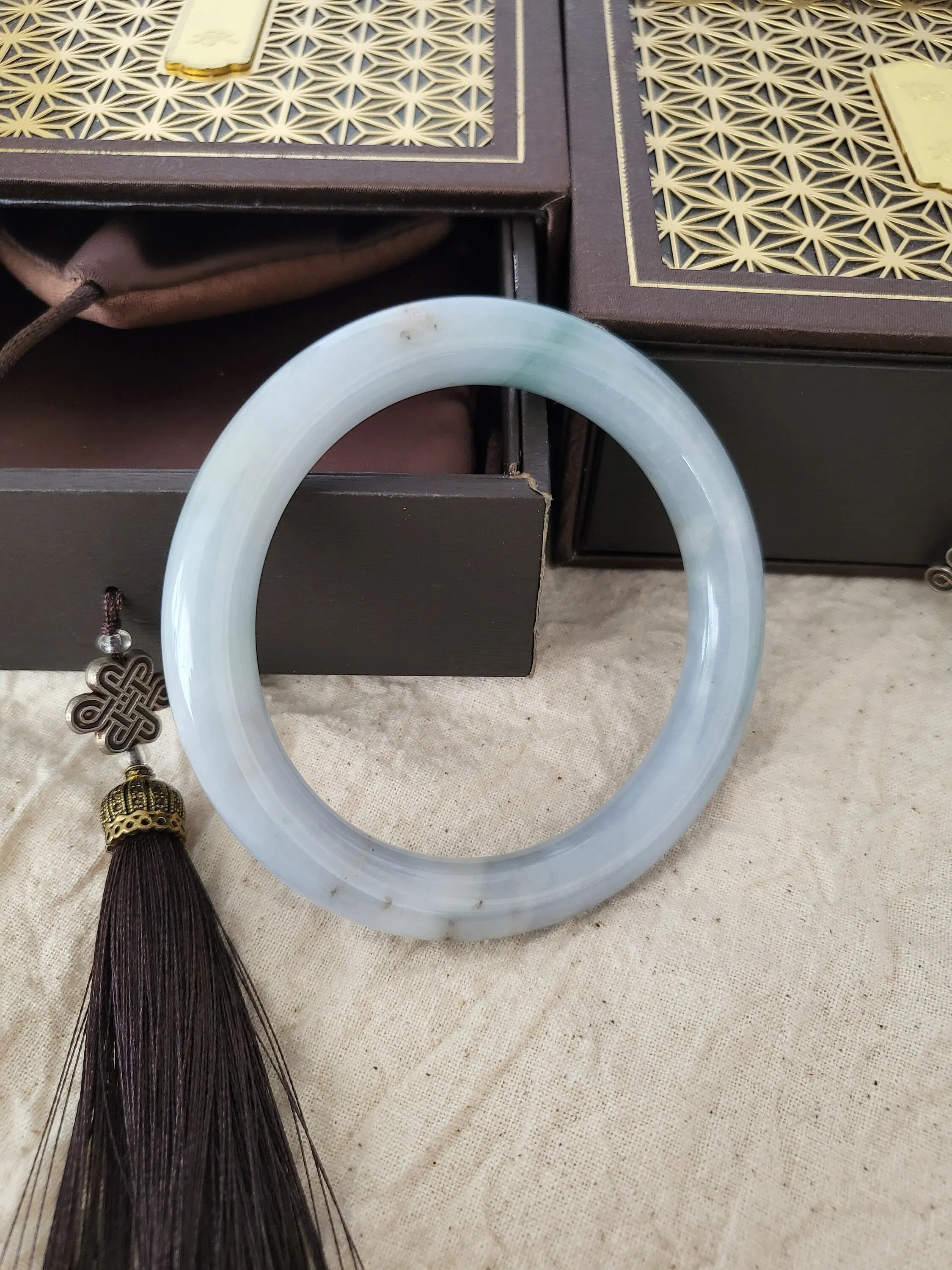 55.8mm Lavender Jadeite Grade A Bangle Natural Burma Jade Purple [LAVENDER TURQUOISE COLLECTION]