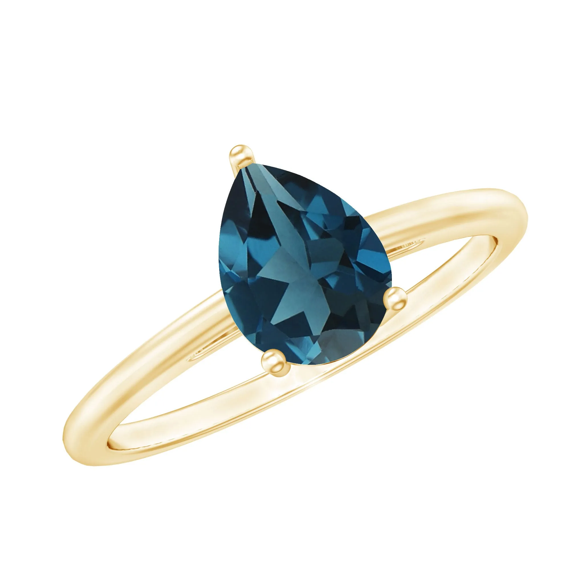 6X8 MM Pear Shaped London Blue Topaz Solitaire Ring