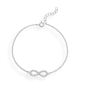 7"   1" Rhodium Plated CZ Infinity Bracelet