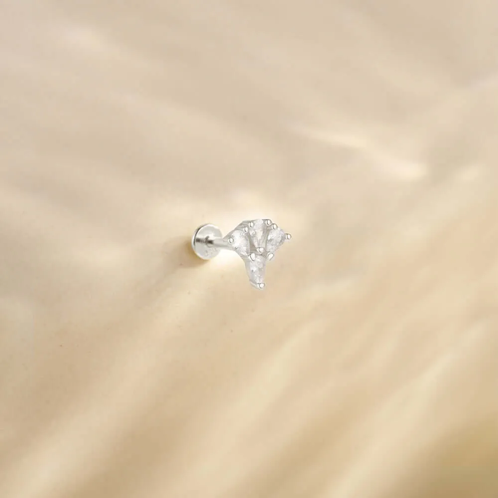 925 Silver Animal Paw CZ Diamond Flat Back Earrings