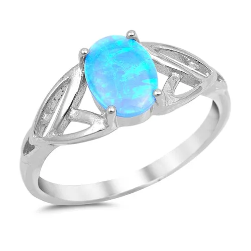 925 Sterling Silver Celtic Ring With Opal