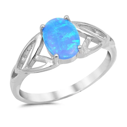 925 Sterling Silver Celtic Ring With Opal