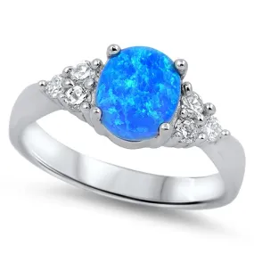 925 Sterling Silver Ring With Opal & CZs