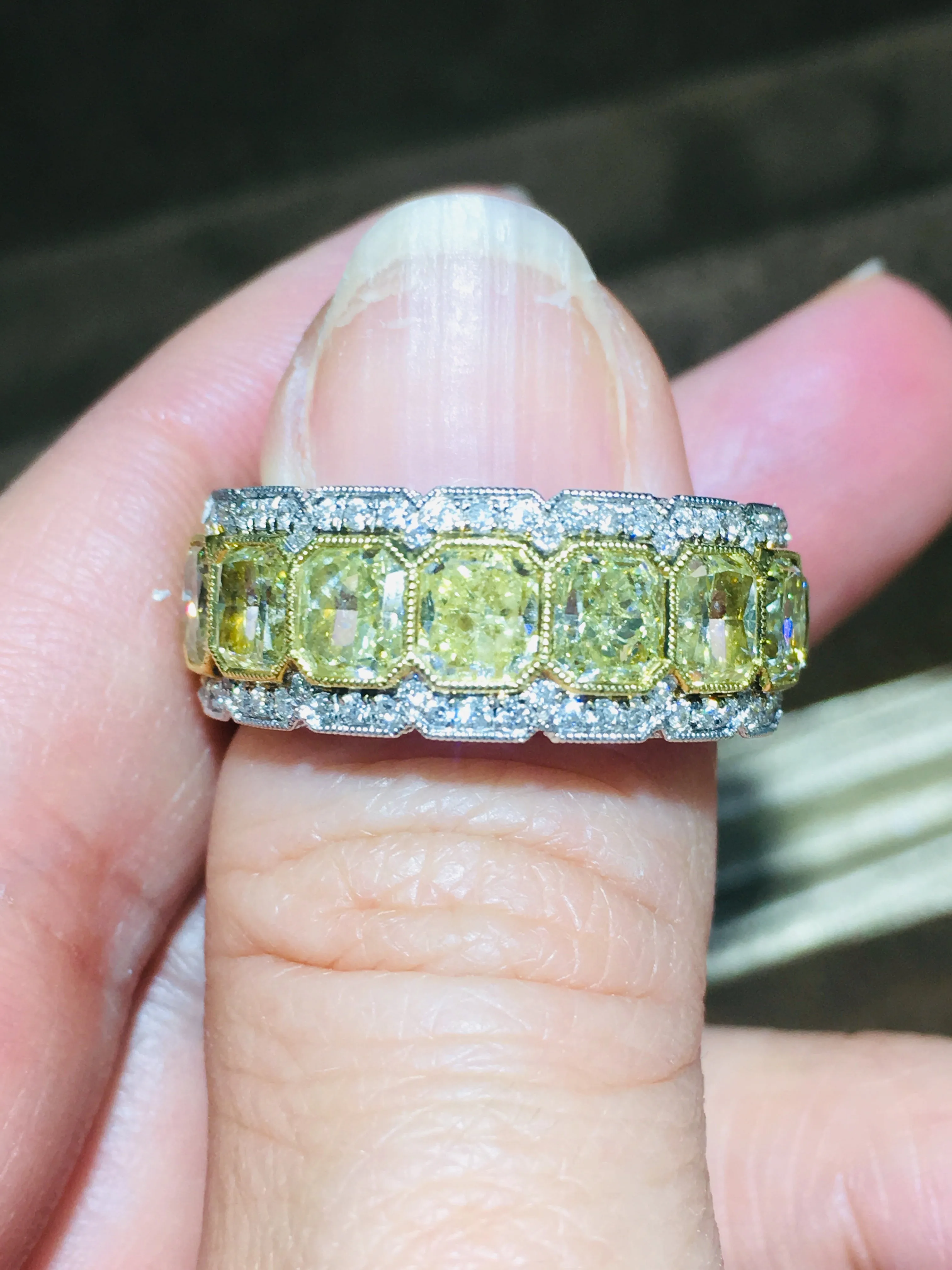 9.35 Total ctw Fancy Yellow Diamond Eternity Band