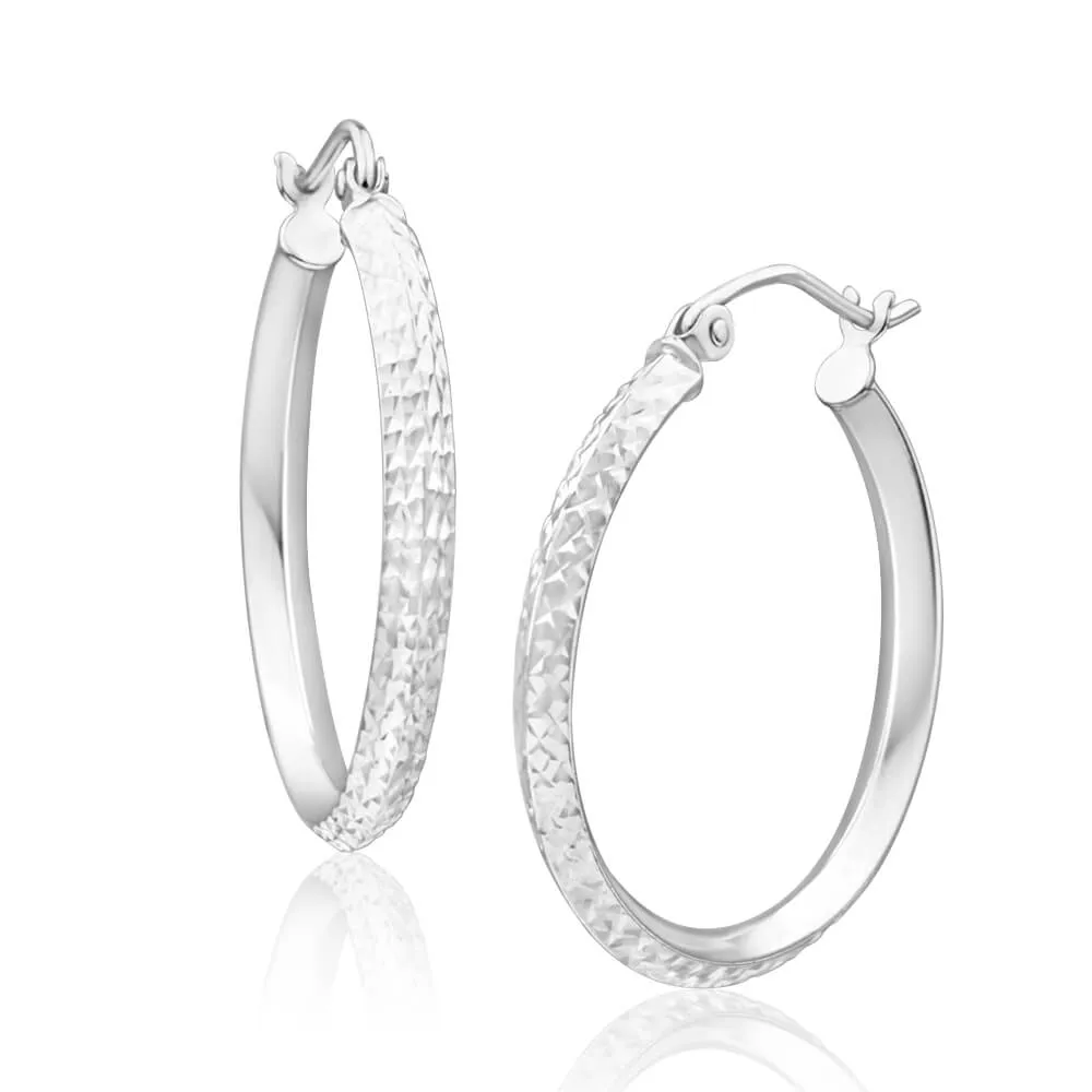 9ct Charming White Gold 20mm Hoop Earrings