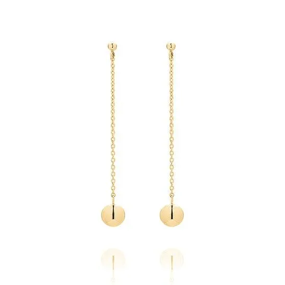 9ct Gold Long Chain Drop Earrings