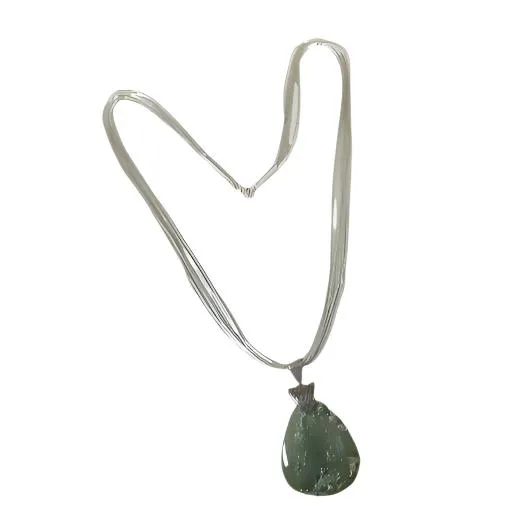 A Rare Macedonia Green Opal Gemstone Pendant Necklace