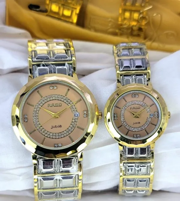 Aa1 Two Tone Rado Jubile Couple Watch Date Just Steel Chain