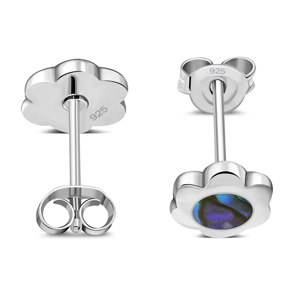 Abalone Shell Stud Silver Earrings