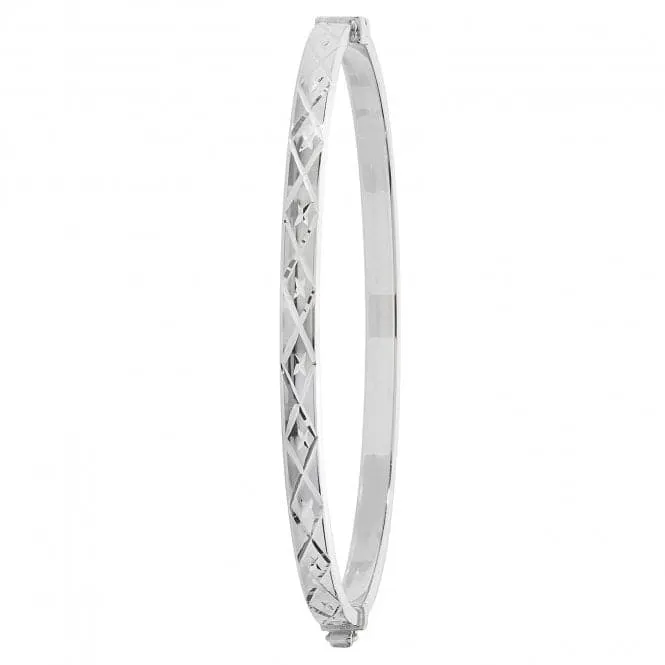 Acotis Silver Bangle Oval Dia Cut Hinged G4284