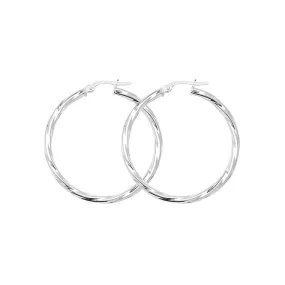 Acotis Silver Twisted Hoop Earrings G5978