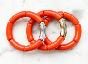 Acrylic Bamboo Bangle Bracelet "Burnt Orange"