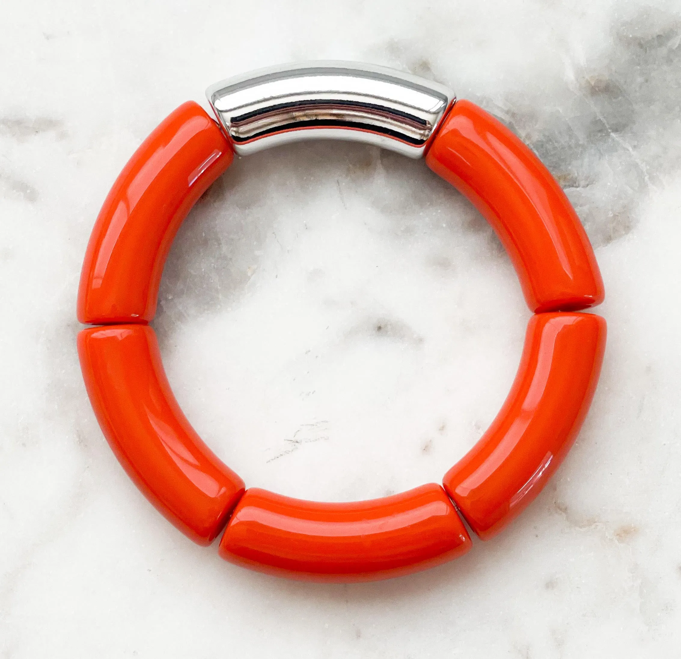 Acrylic Bamboo Bangle Bracelet "Burnt Orange"