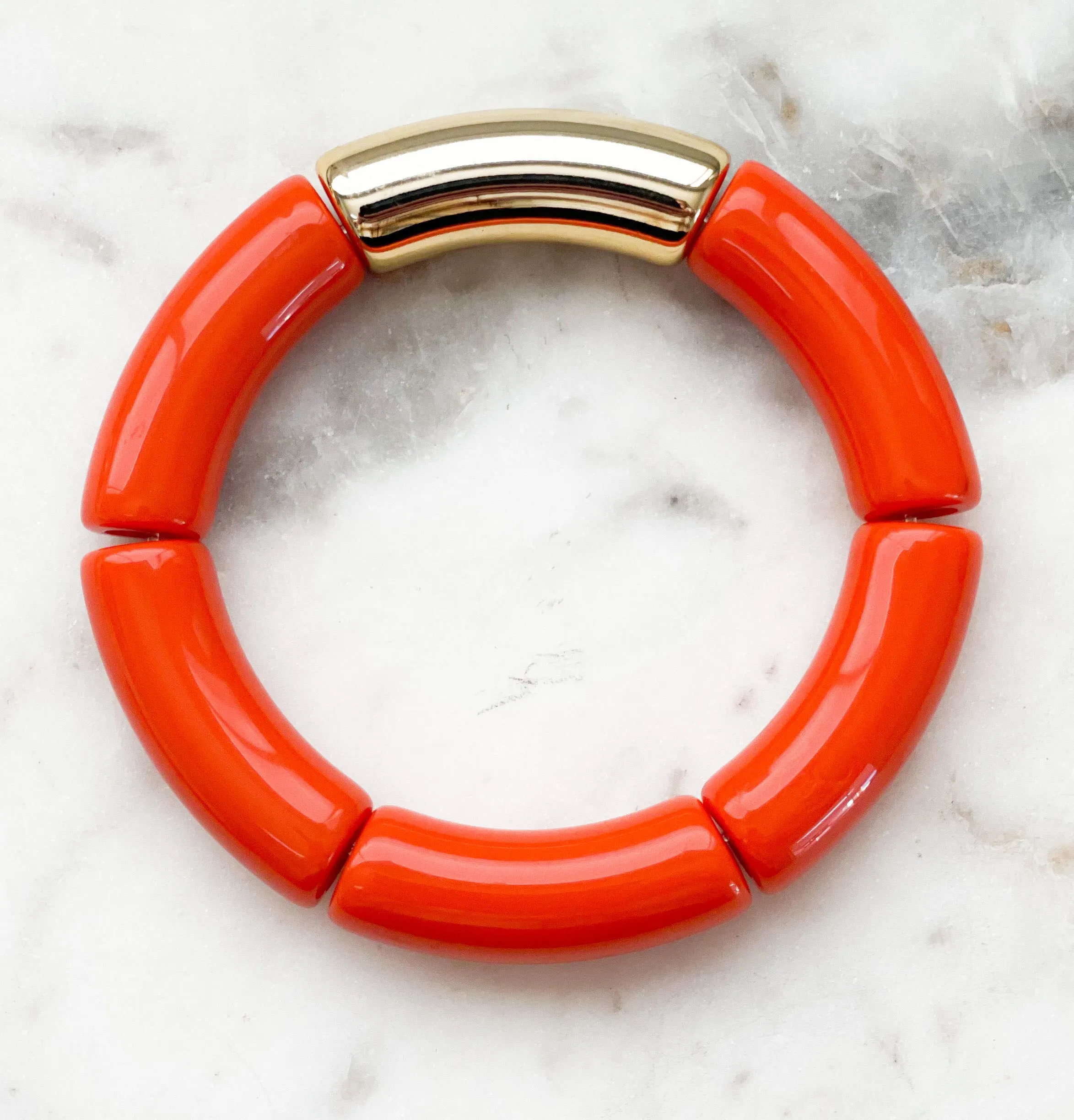 Acrylic Bamboo Bangle Bracelet "Burnt Orange"