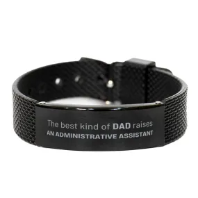 Administrative Assistant Dad Gifts, The best kind of DAD, Father's Day Appreciation Birthday Black Shark Mesh Bracelet for Administrative Assistant, Dad, Father from Son Daughter