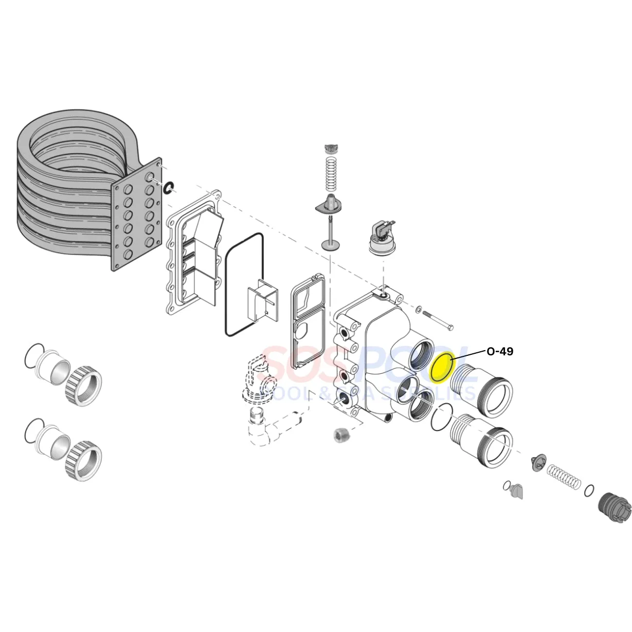 Aladdin Connector Tube O-Ring For Pentair MasterTemp Heaters | U9-226 | O-49