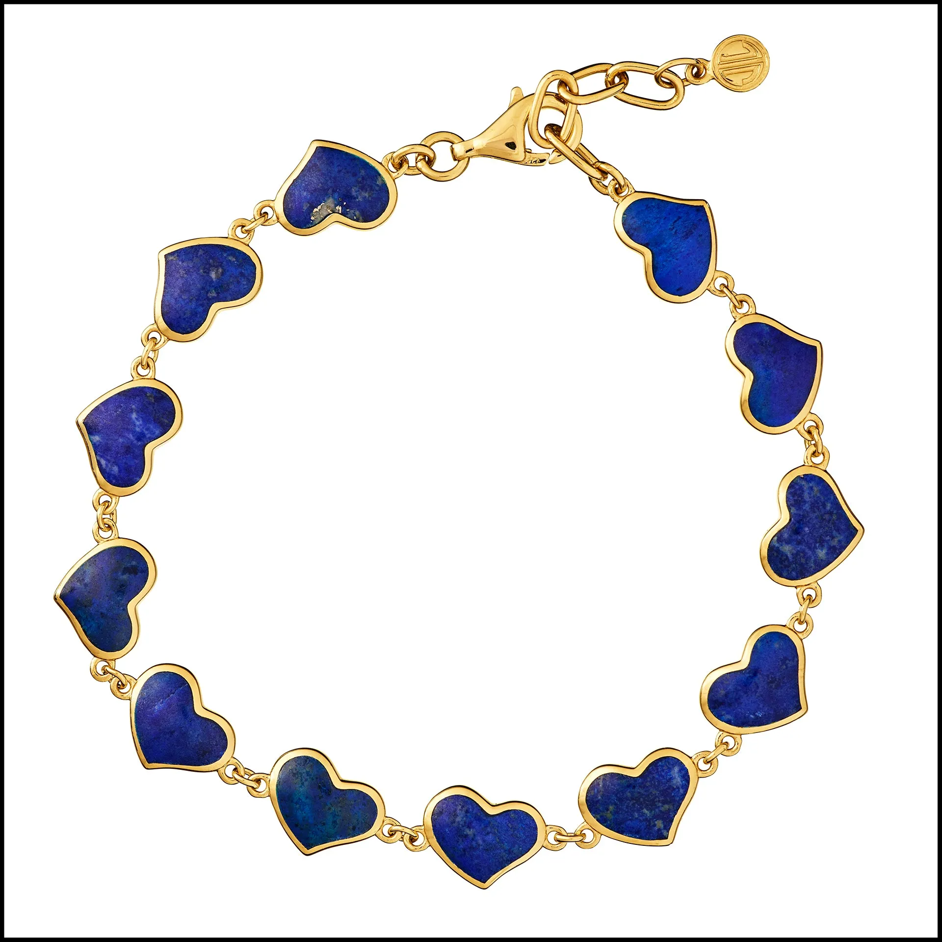 All Around Gemstone Heart Sterling Silver Bracelet with 18K Gold Vermeil